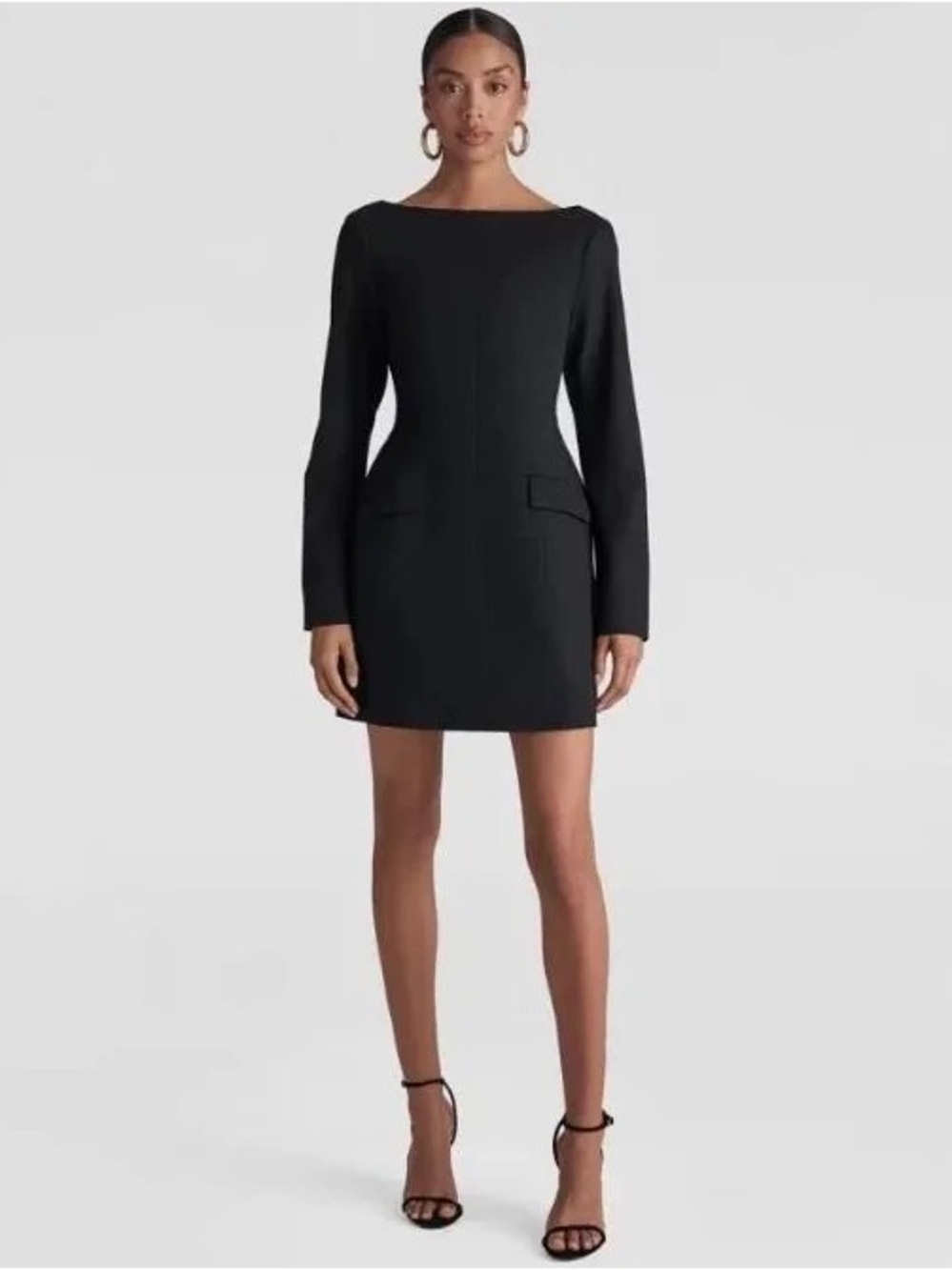 KBB Elegant Black Long-Sleeve Mini Dress - Classic Boatneck